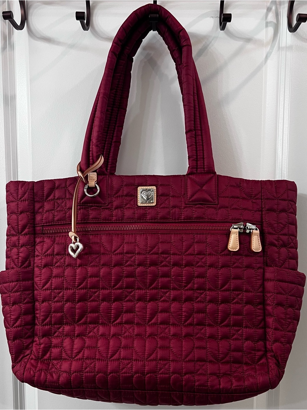 EUC Brighton Amara Large Quilted Tote Bag, Deep Burgundy